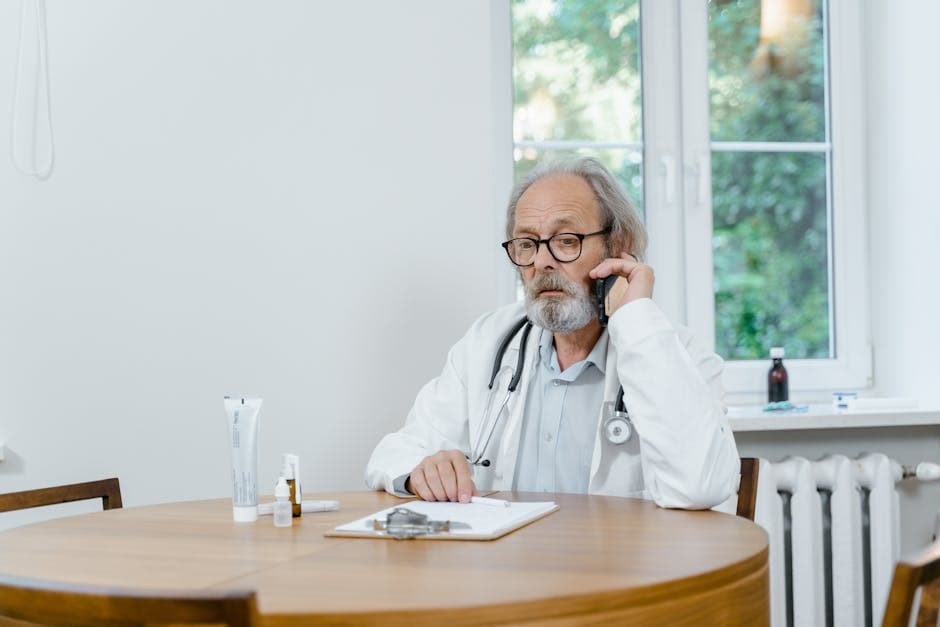Patient speaking on the phone while waiting for clinic follow-up